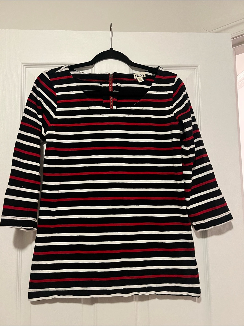 Hatley Navy Red White Striped Boatneck Top 100% cotton